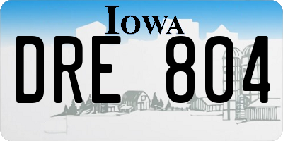 IA license plate DRE804