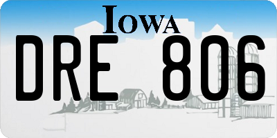 IA license plate DRE806