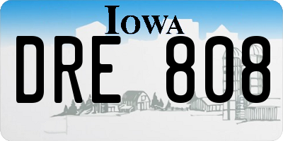 IA license plate DRE808