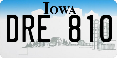 IA license plate DRE810