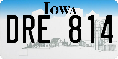 IA license plate DRE814