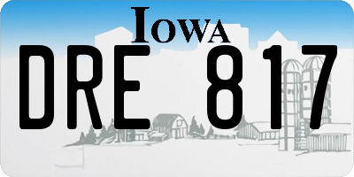 IA license plate DRE817