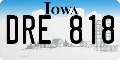 IA license plate DRE818