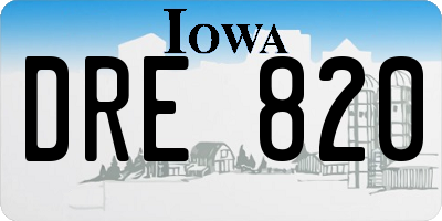 IA license plate DRE820