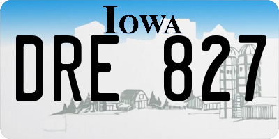 IA license plate DRE827