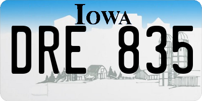 IA license plate DRE835