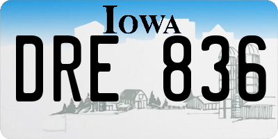 IA license plate DRE836