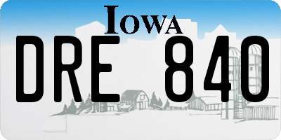 IA license plate DRE840