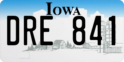 IA license plate DRE841