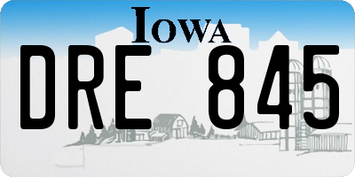IA license plate DRE845