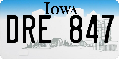 IA license plate DRE847