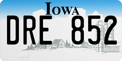 IA license plate DRE852