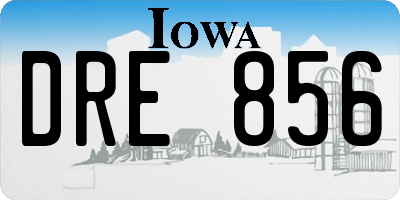 IA license plate DRE856