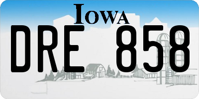 IA license plate DRE858