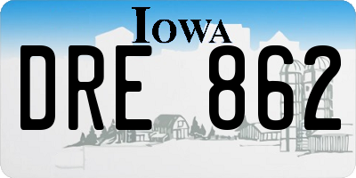 IA license plate DRE862
