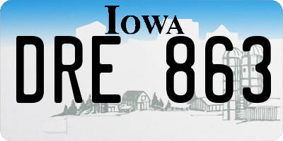 IA license plate DRE863