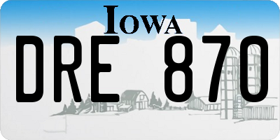 IA license plate DRE870