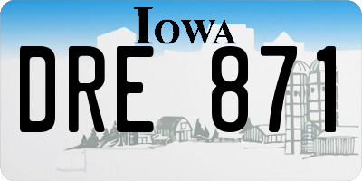 IA license plate DRE871