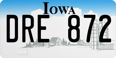 IA license plate DRE872