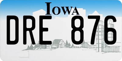 IA license plate DRE876