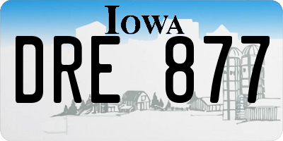 IA license plate DRE877