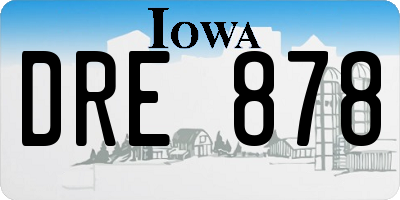IA license plate DRE878