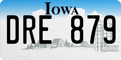 IA license plate DRE879