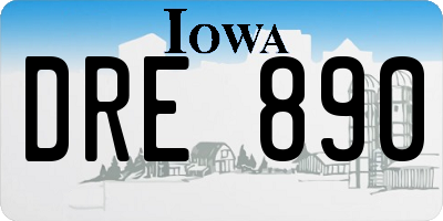 IA license plate DRE890