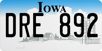 IA license plate DRE892