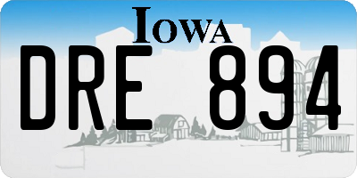IA license plate DRE894