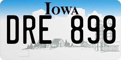 IA license plate DRE898