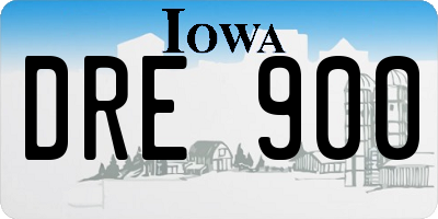 IA license plate DRE900