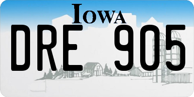 IA license plate DRE905
