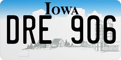 IA license plate DRE906