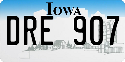 IA license plate DRE907