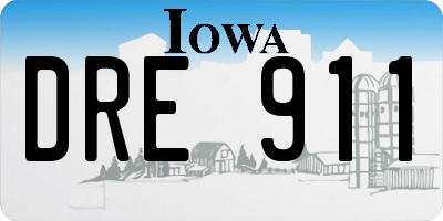 IA license plate DRE911