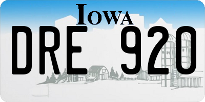 IA license plate DRE920