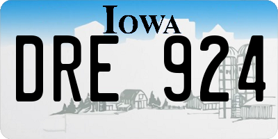 IA license plate DRE924