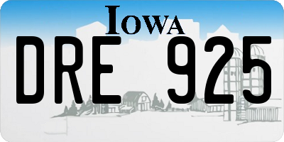 IA license plate DRE925