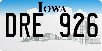 IA license plate DRE926