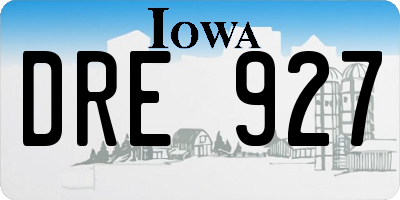 IA license plate DRE927