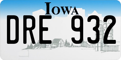 IA license plate DRE932