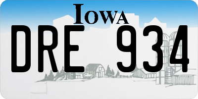 IA license plate DRE934
