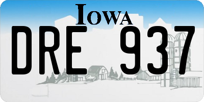 IA license plate DRE937