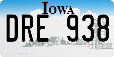 IA license plate DRE938