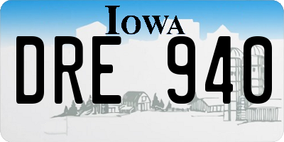 IA license plate DRE940