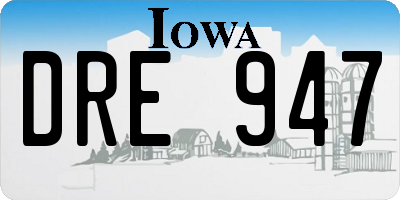 IA license plate DRE947