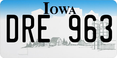 IA license plate DRE963