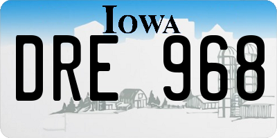 IA license plate DRE968
