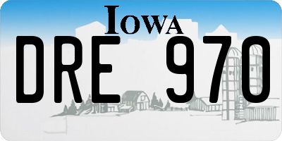 IA license plate DRE970